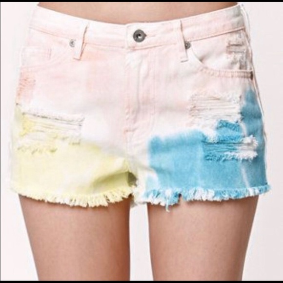 pastel denim shorts